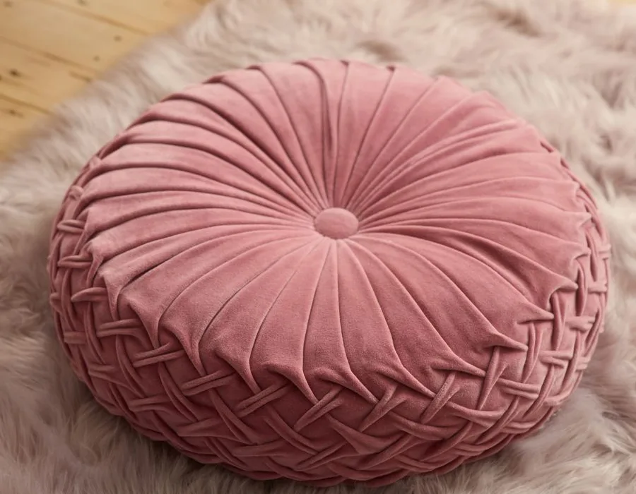 Round Pintuck Velvet Floor Pillow